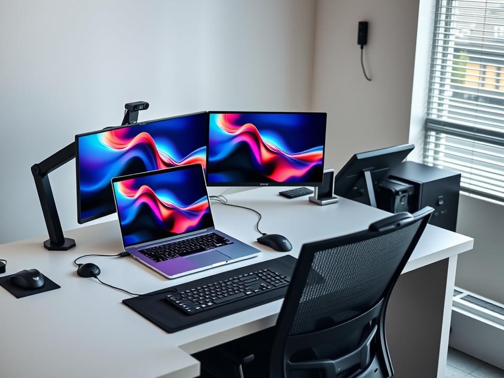 Laptop screen extender setup